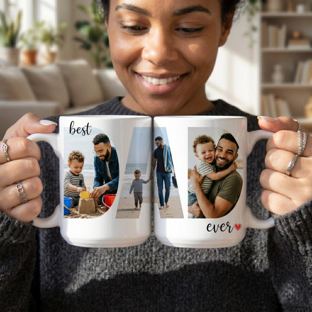 Personalized Photo Mug For Dad, Custom Fathers Day Gift, Best Dad Ever Mug, Dad Photo Collage Cup, Father Gift From Kids