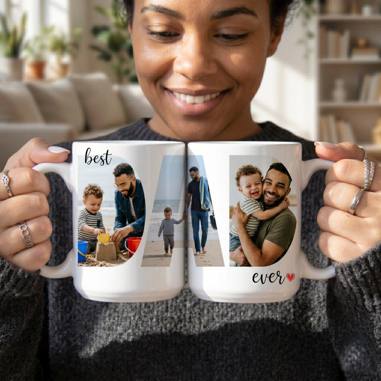 Personalized Photo Mug For Dad, Custom Fathers Day Gift, Best Dad Ever Mug, Dad Photo Collage Cup, Father Gift From Kids