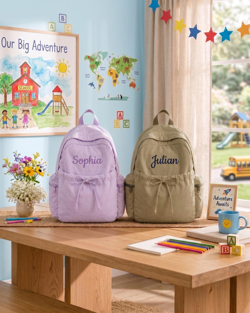 Personalized Kids Backpack, Custom Embroidered Name School Bag, Toddler Backpack for Preschool, Kindergarten, Back to School Gift