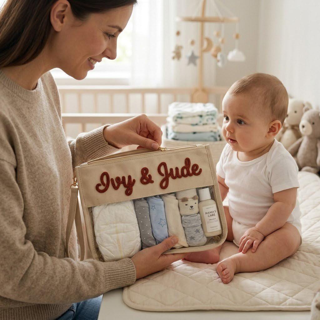 Personalized Baby Storage Bag, Custom Diaper Bag Organizer, Embroidered Baby Bag, Newborn Travel Bag, Nursery Organizer, Baby Shower Gift