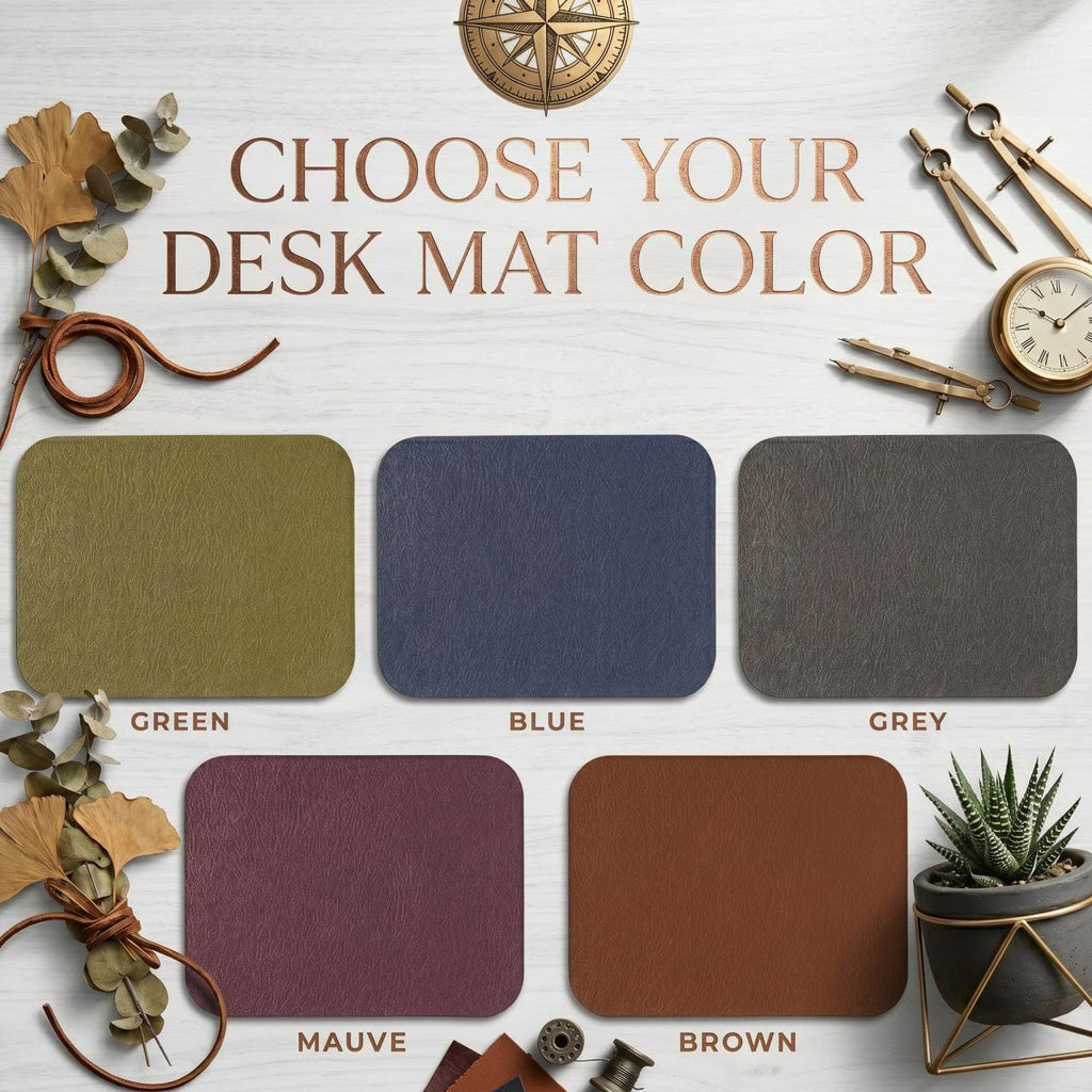 Personalized Dad Desk Mat, Custom Photo Leather Mouse Pad, Fathers Day Gift for Husband, Photo Sketch Desk Pad for Dad Office