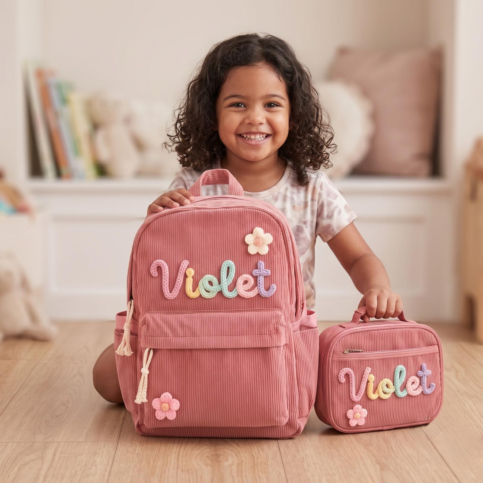 Personalized Kids Backpack & Lunch Bag Set, Custom Name School Backpack, Toddler Preschool Bookbag, Kindergarten Gift