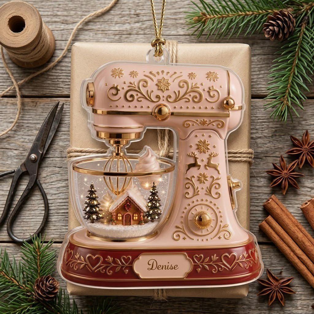 Personalized Mixer Ornament, Christmas Ornament, Baking Ornament, Custom Baker Gift, Kitchen Christmas Decor, Stand Mixer Ornament