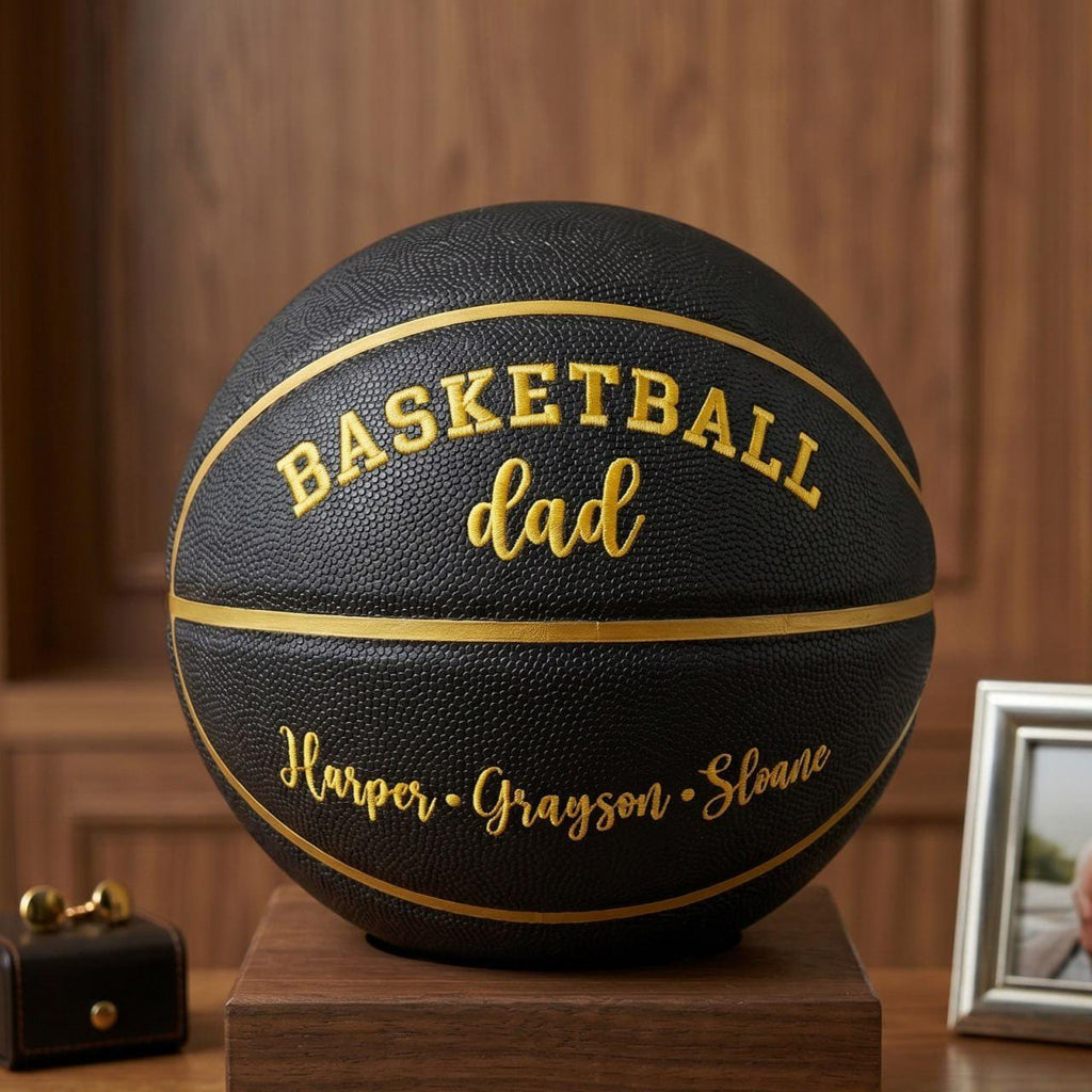 Personalized Basketball Gift for Dad, Fathers Day Basketball, Custom Embroidered Basketball Keepsake, Anniversary Gift, Gift for him