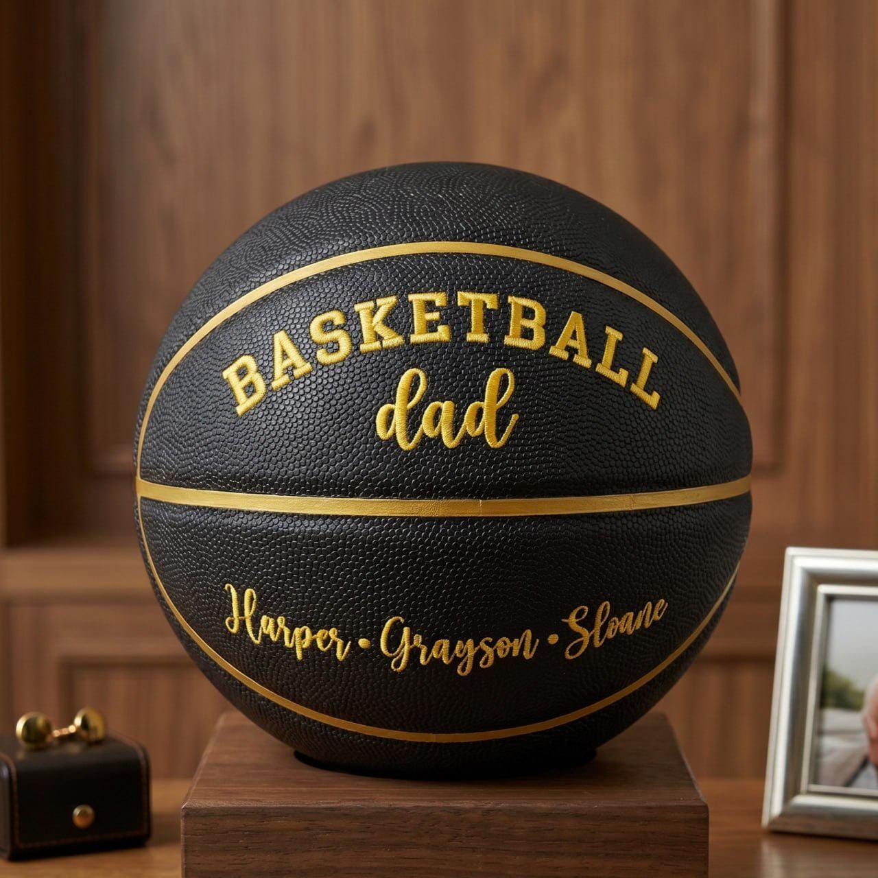 Personalized Basketball Gift for Dad, Fathers Day Basketball, Custom Embroidered Basketball Keepsake, Anniversary Gift, Gift for him