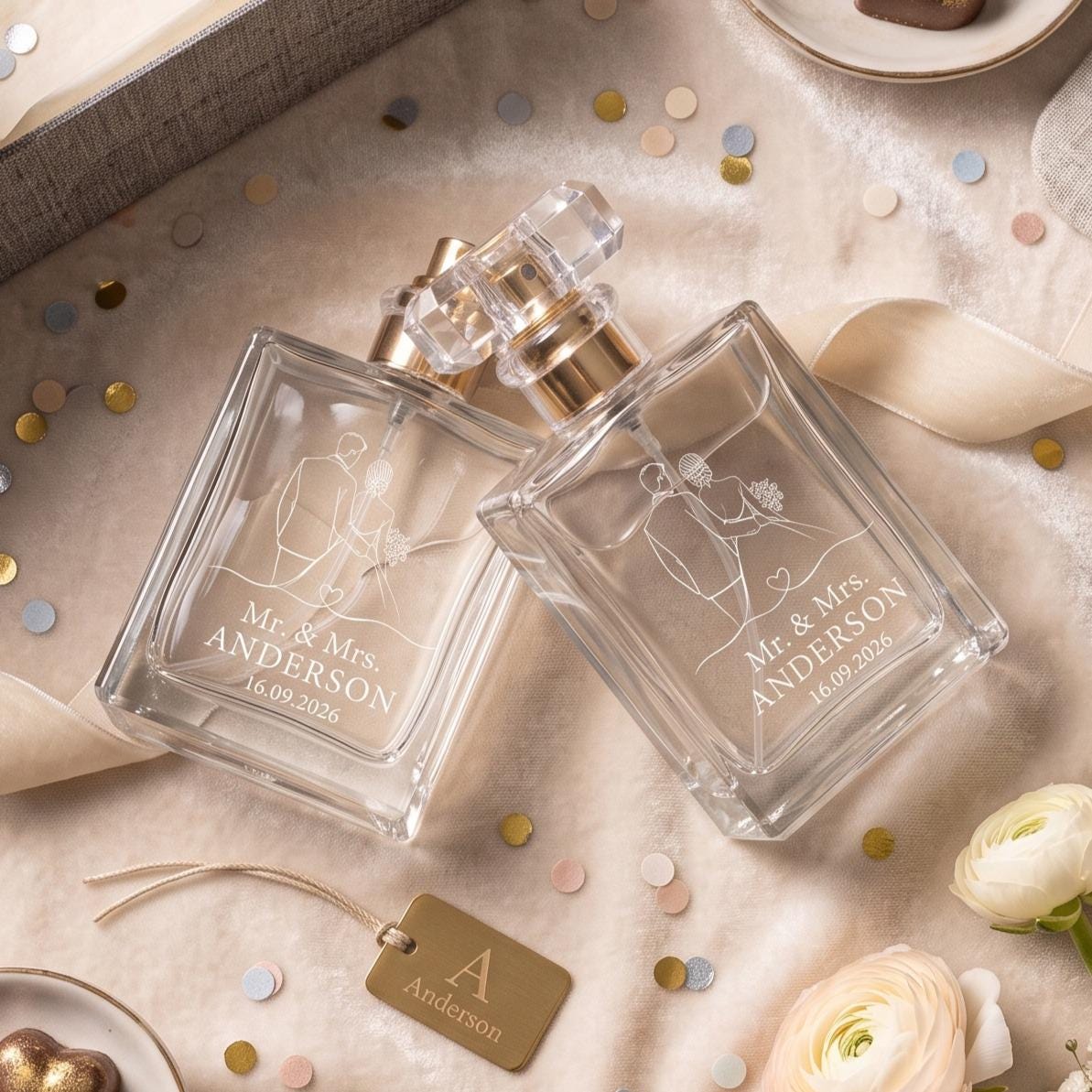Personalized Perfume Bottle, Engraved Perfume Bottle, Mother of the Bride Gift, Wedding Keepsake, Bridesmaid Gift, Refillable Perfume