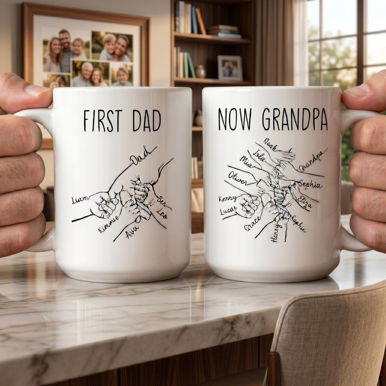 First Fathers Day Mug, Personalized Grandpa Mug, Fathers Day Gift From Kids, New Grandpa Coffee Cup, Dad To Grandpa Mug Gift