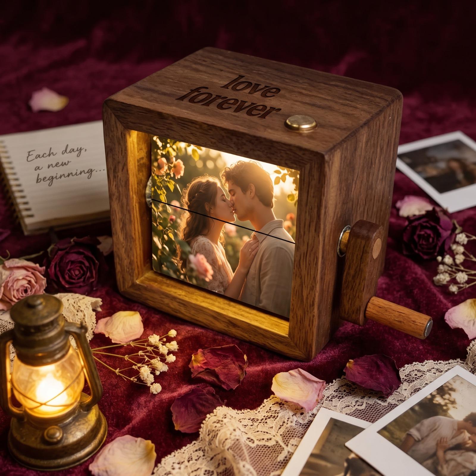 Personalized Photo Flipbook Box, Custom Flipbook Animation Box, Wooden Photo Box, Anniversary Gift, Wedding Gift, Birthday Gift, Photo Box