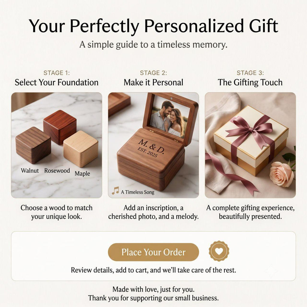 Personalized Music Box, Gift for Husband, Custom Photo Music Box, Engraved Wooden Music Box, Anniversary Gift for Him, Wedding Song Gift