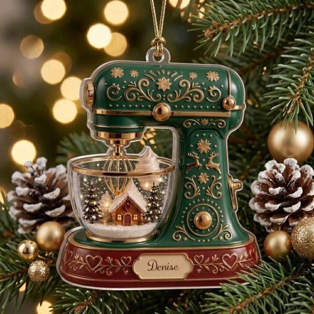 Personalized Mixer Ornament, Christmas Ornament, Baking Ornament, Custom Baker Gift, Kitchen Christmas Decor, Stand Mixer Ornament