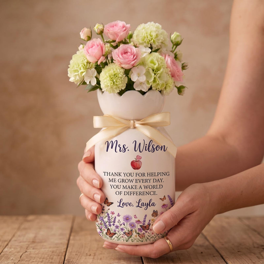 Teacher Appreciation Gift, Personalized Teacher Flower Vase, Thank You Teacher Gift, End Of Year Teacher Gift, Mentor Graduation Vase