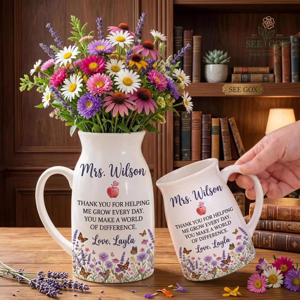 Teacher Appreciation Gift, Personalized Teacher Flower Vase, Thank You Teacher Gift, End Of Year Teacher Gift, Mentor Graduation Vase