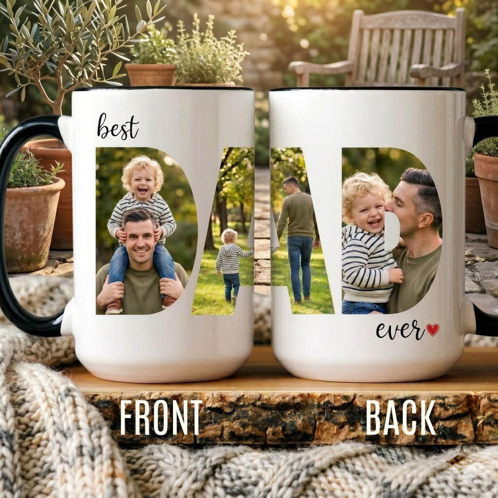 Personalized Photo Mug For Dad, Custom Fathers Day Gift, Best Dad Ever Mug, Dad Photo Collage Cup, Father Gift From Kids