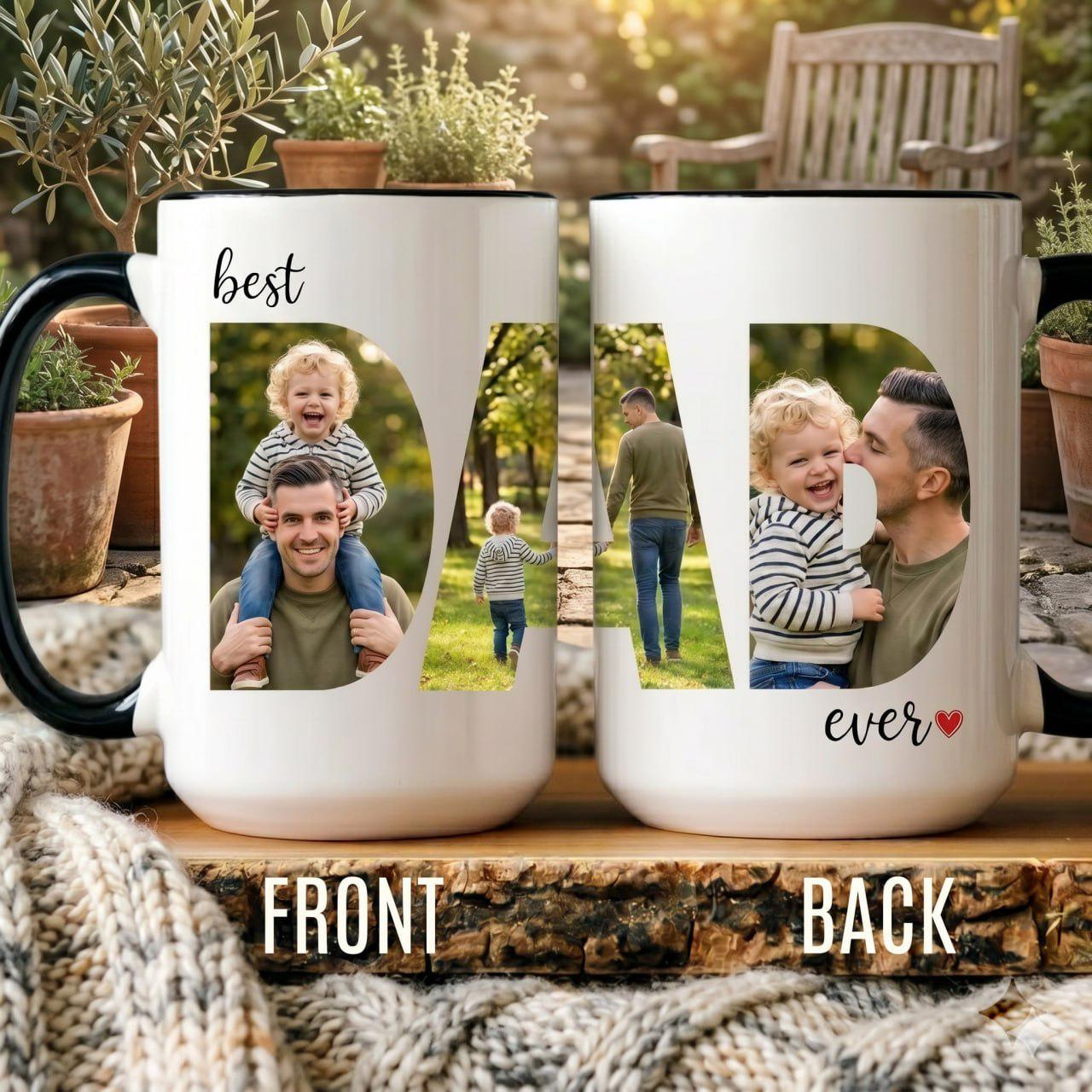 Personalized Photo Mug For Dad, Custom Fathers Day Gift, Best Dad Ever Mug, Dad Photo Collage Cup, Father Gift From Kids