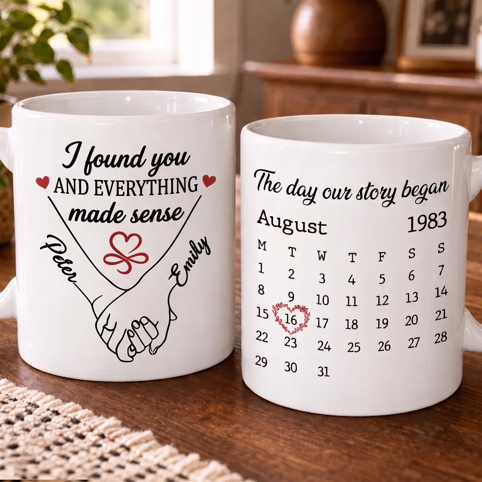 Custom Mug - Personalized Anniversary Wedding Gifts For Husband And Wife, Him And Her - The Day Our Story Began