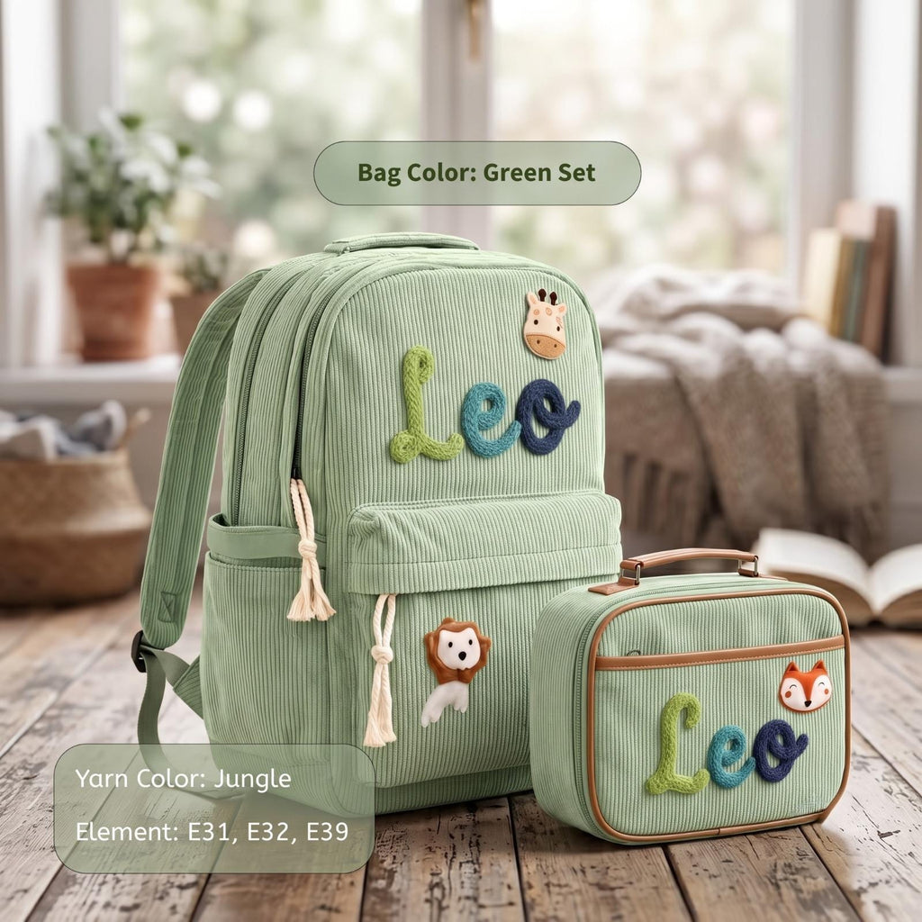 Personalized Kids Backpack & Lunch Bag Set, Custom Name School Backpack, Toddler Preschool Bookbag, Kindergarten Gift