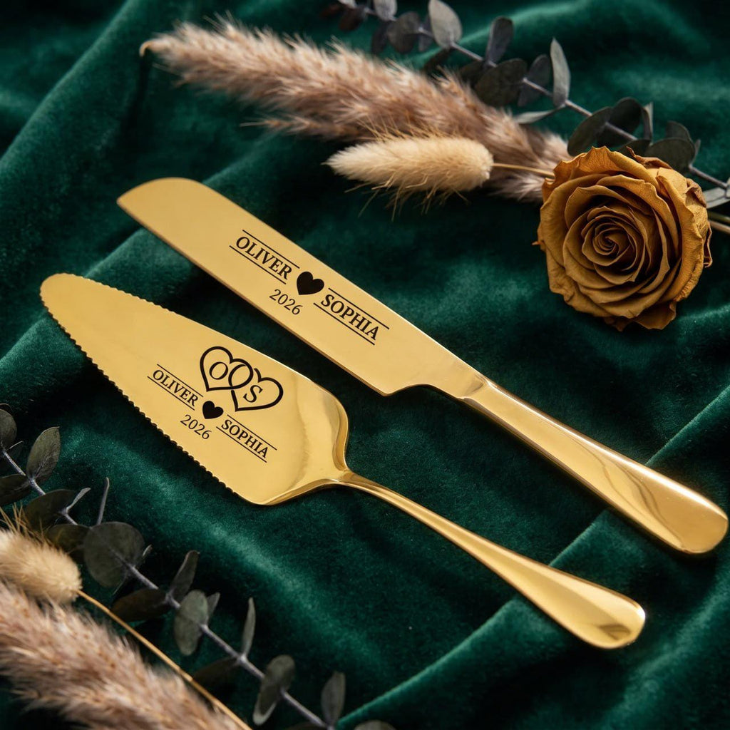Personalized Wedding Cake Cutting Set, Engraved Cake Cutting Set, Custom Wedding Cake Knife & Server, Bridal Shower Gift, Wedding Gift