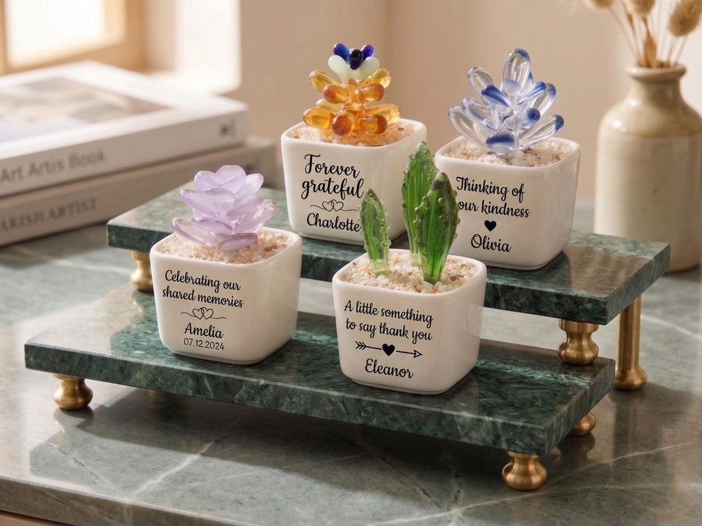 Teacher Appreciation Gift, Personalized Glass Flower Pot, End Of School Year Gift, Thank You Teacher Desk Decor, Custom Name Ornament