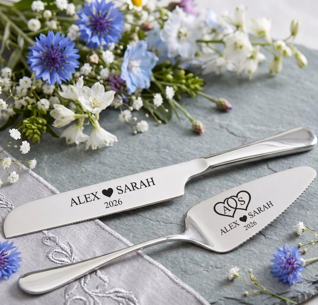 Personalized Wedding Cake Cutting Set, Engraved Cake Cutting Set, Custom Wedding Cake Knife & Server, Bridal Shower Gift, Wedding Gift