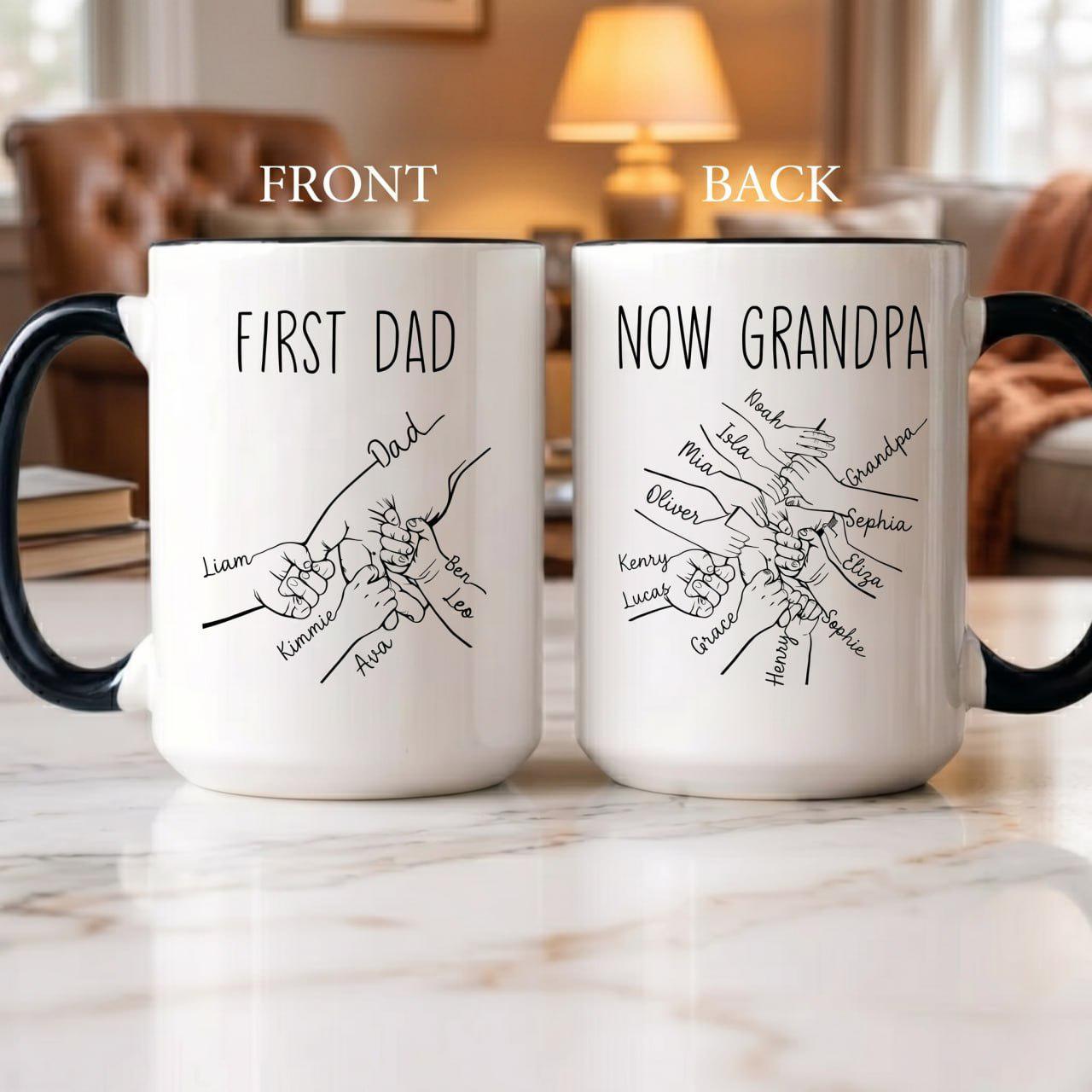 First Fathers Day Mug, Personalized Grandpa Mug, Fathers Day Gift From Kids, New Grandpa Coffee Cup, Dad To Grandpa Mug Gift