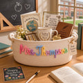 Personalized Teacher Basket, Custom Teacher Gift Basket, Teacher Appreciation Gift, Classroom Storage Basket, End Of Year Teacher Gift