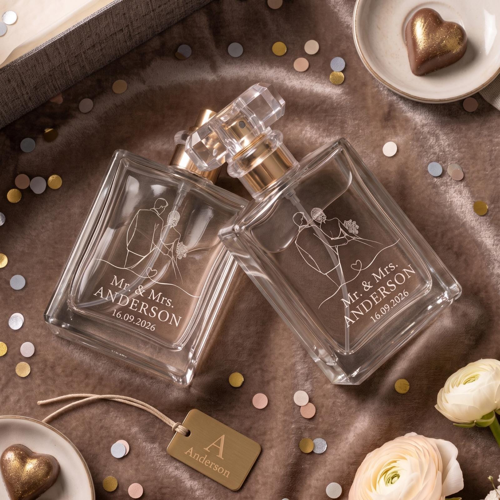Personalized Perfume Bottle, Engraved Perfume Bottle, Mother of the Bride Gift, Wedding Keepsake, Bridesmaid Gift, Refillable Perfume