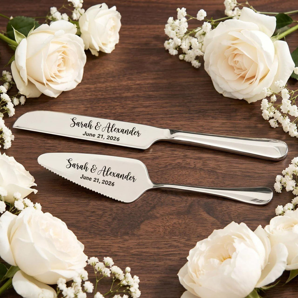 Personalized Wedding Cake Cutting Set, Engraved Cake Cutting Set, Custom Wedding Cake Knife & Server, Bridal Shower Gift, Wedding Gift